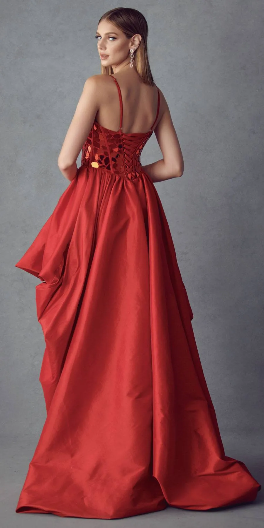 Juliet 252 Glass Beaded High-Low Formal Prom Dress