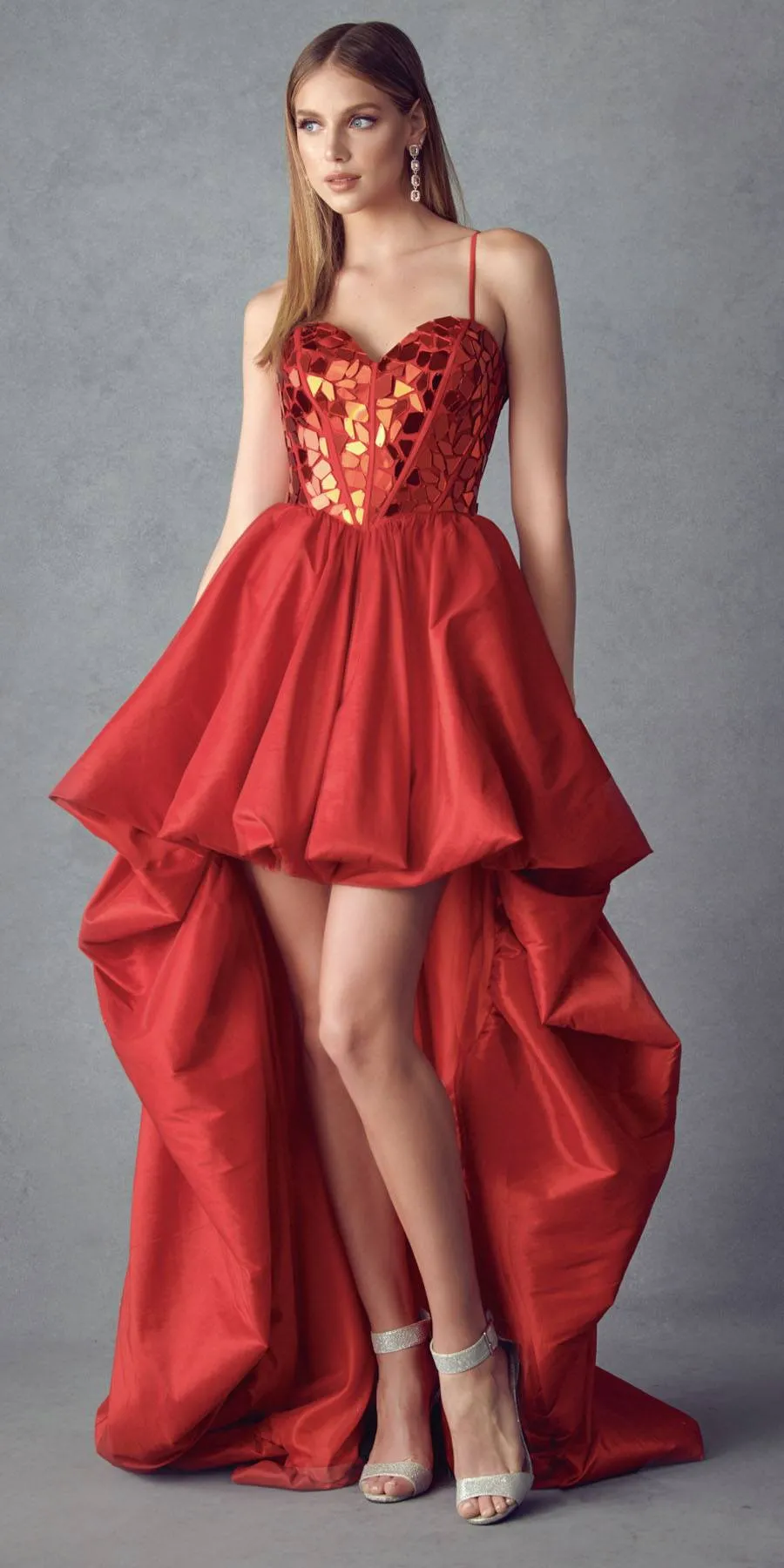 Juliet 252 Glass Beaded High-Low Formal Prom Dress