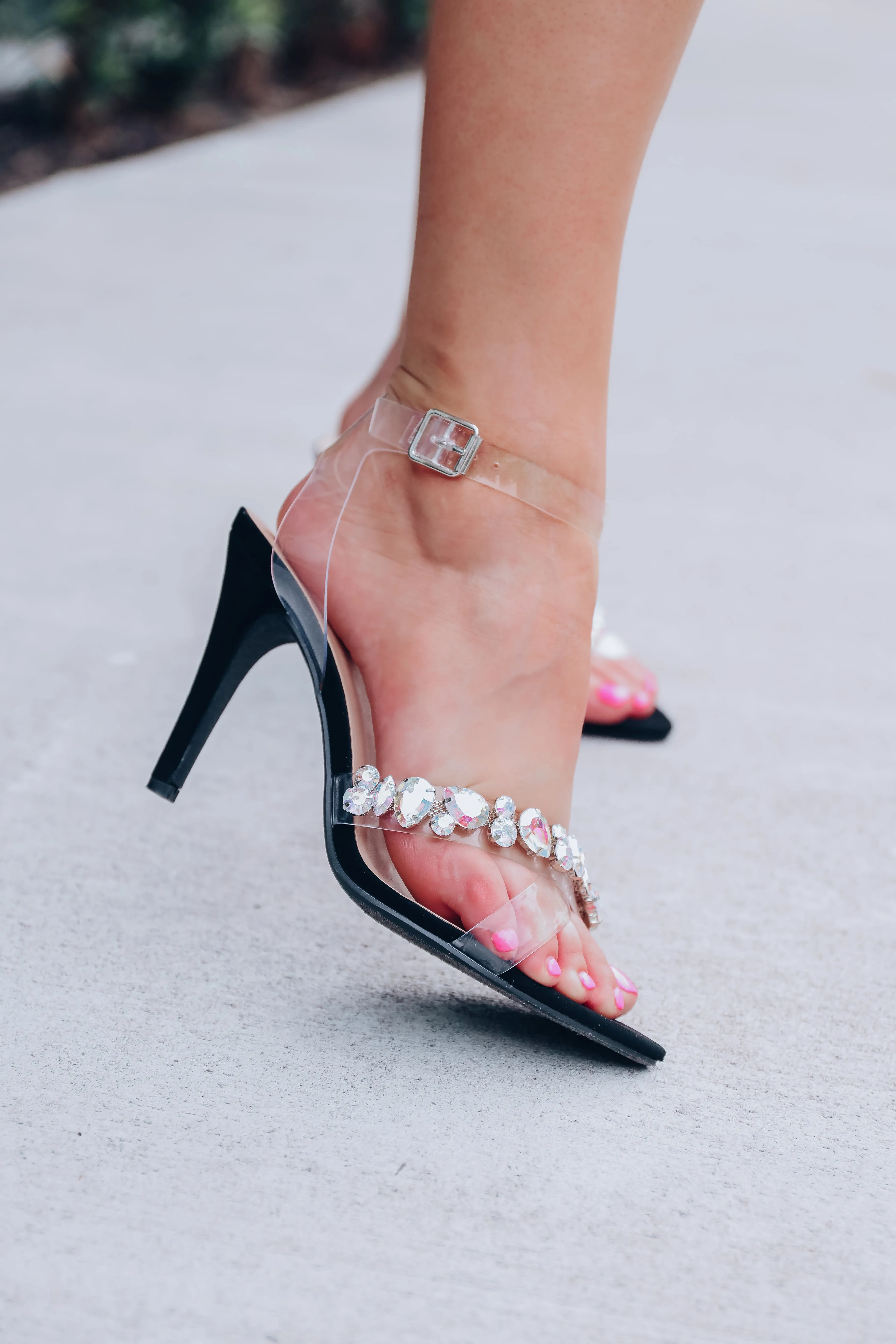 Karina AB Rhinestone Heels - Black