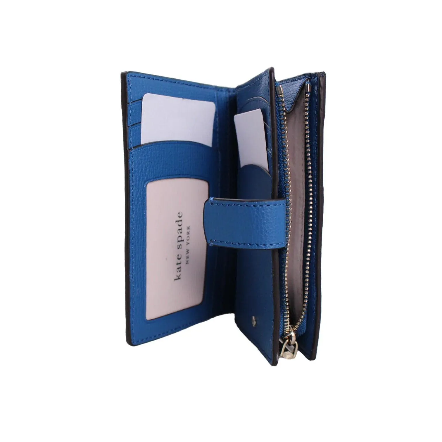 KATE SPADE Cobalt Crossgrain Leather 'Medium' Bifold Wallet