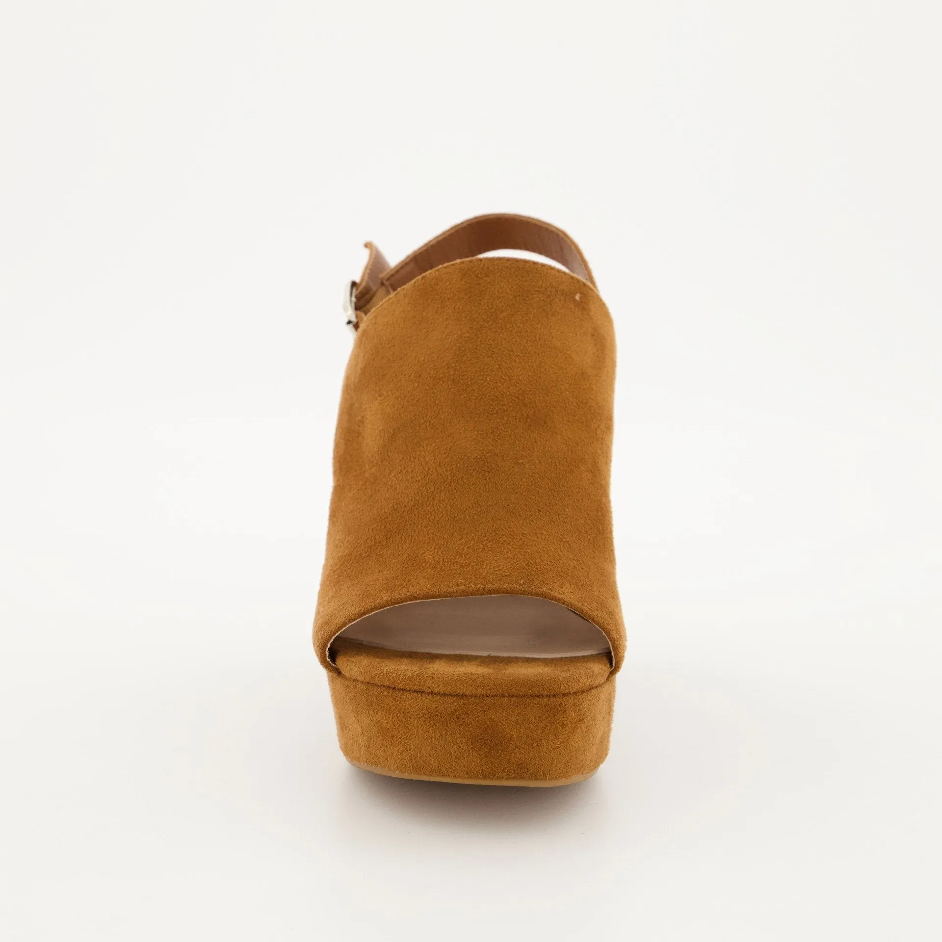 Ladies Platform Peep toe Slingback Heel - Tan