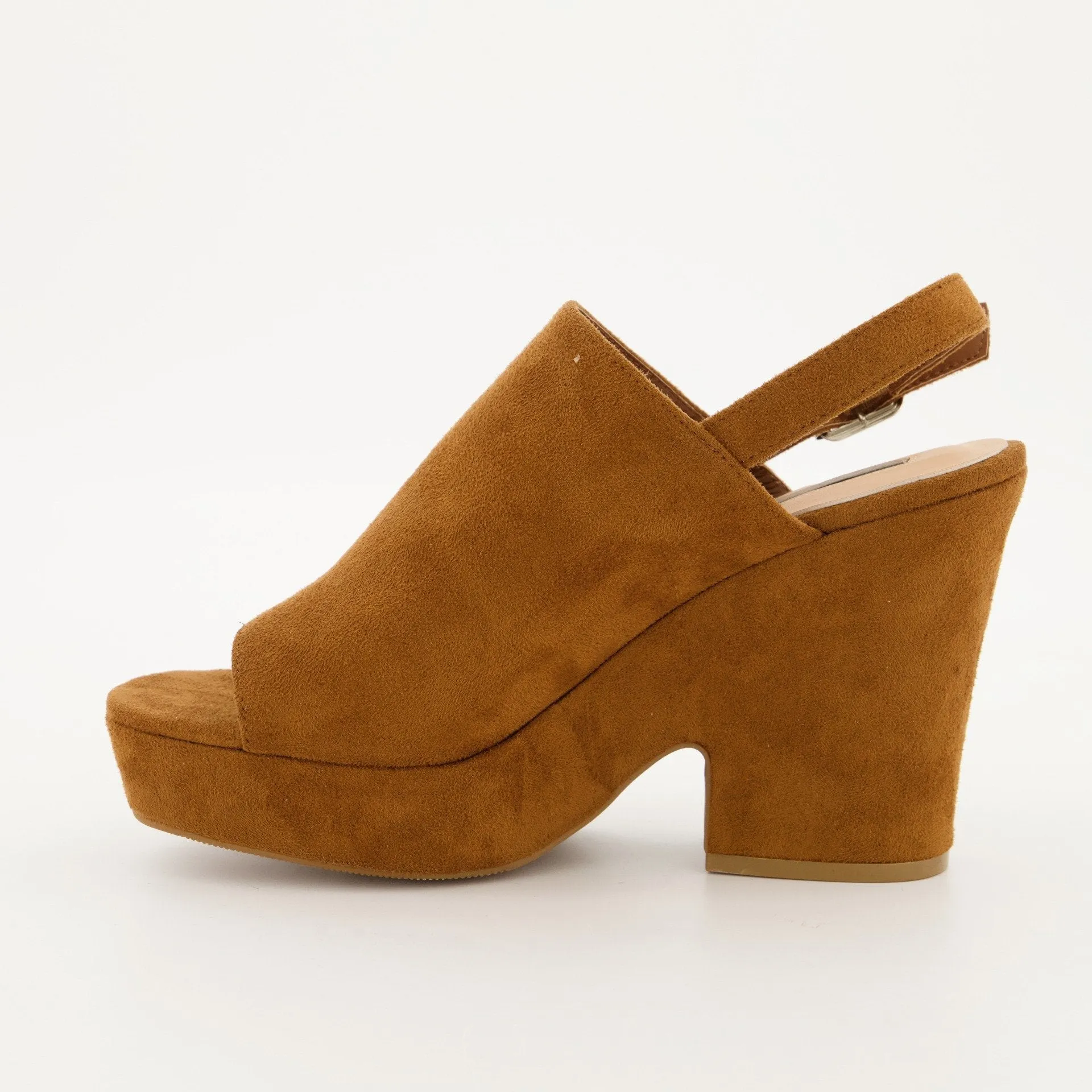 Ladies Platform Peep toe Slingback Heel - Tan