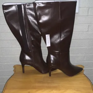 Lane Bryant DreamCloud faux leather extra wide calf tall boot heeled zip sz 12EW