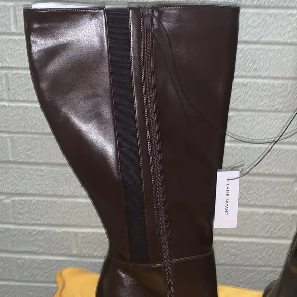 Lane Bryant DreamCloud faux leather extra wide calf tall boot heeled zip sz 12EW