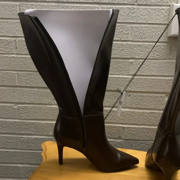 Lane Bryant DreamCloud faux leather extra wide calf tall boot heeled zip sz 12EW