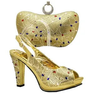 Latest Sliver Color Italian Ladies Shoes and Bags Matching Set