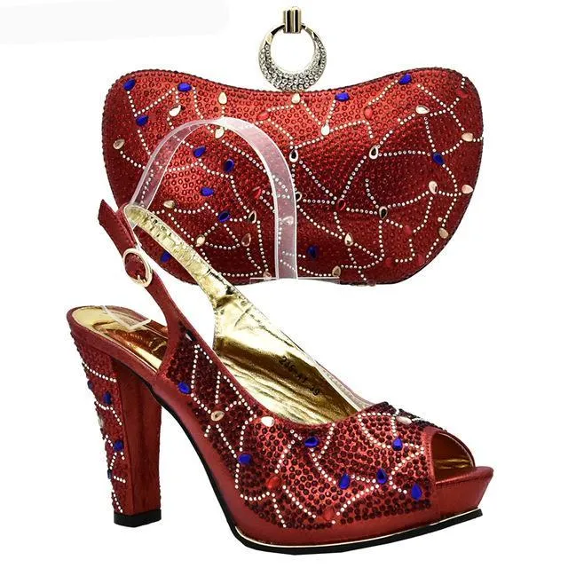 Latest Sliver Color Italian Ladies Shoes and Bags Matching Set