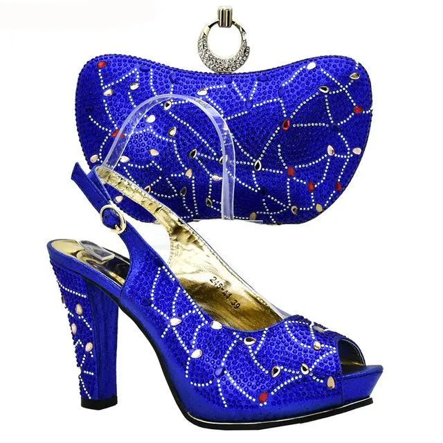 Latest Sliver Color Italian Ladies Shoes and Bags Matching Set