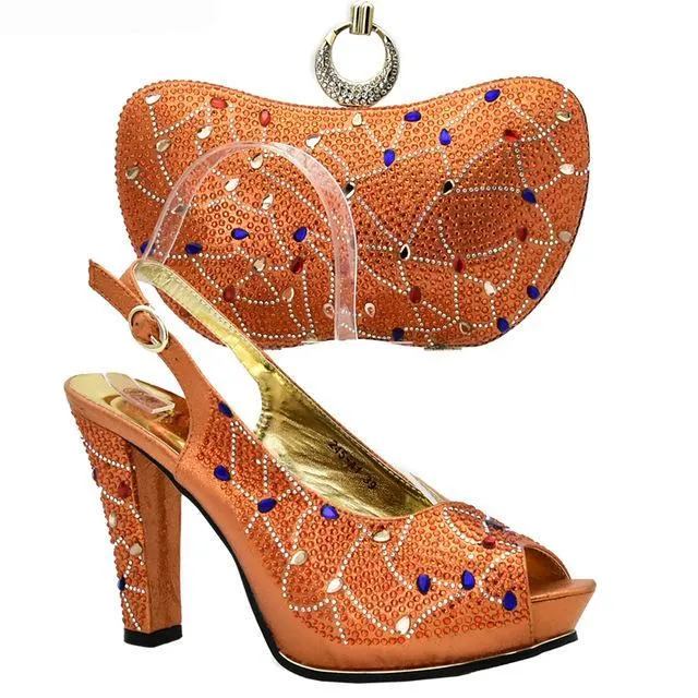 Latest Sliver Color Italian Ladies Shoes and Bags Matching Set