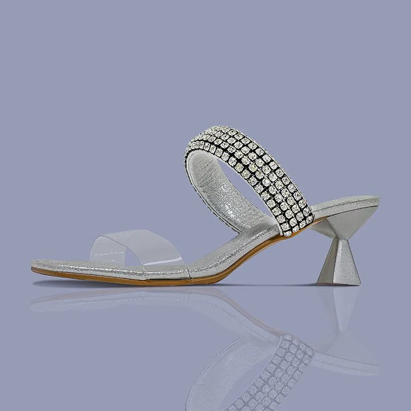 LAV-ISH  Evening Bling Double Strap Heels