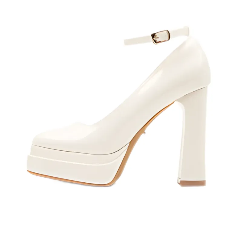 Leather Platform Block Heels