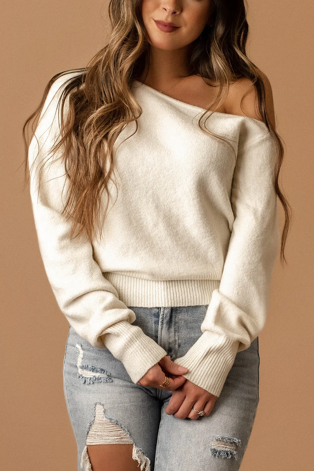Let Go Too Soon Off The Shoulder Sweater (Black)