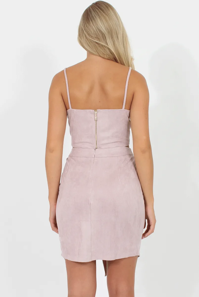 Lilac Lattice Crop Suede Co-ord - Freya