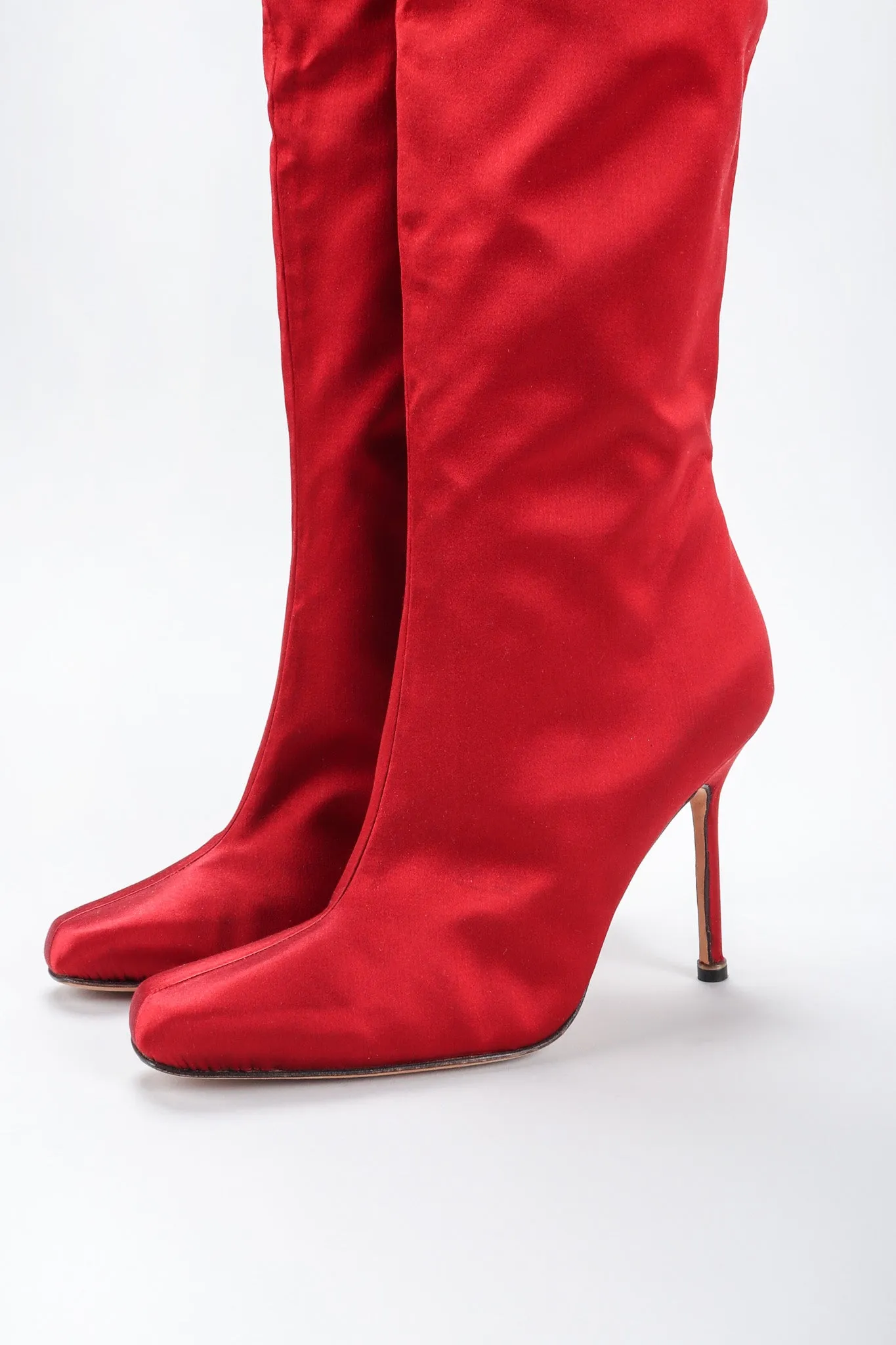 Lipstick Satin Stiletto Boots