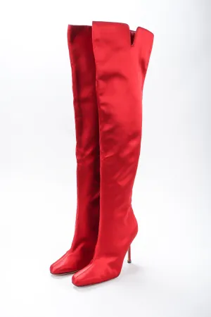 Lipstick Satin Stiletto Boots