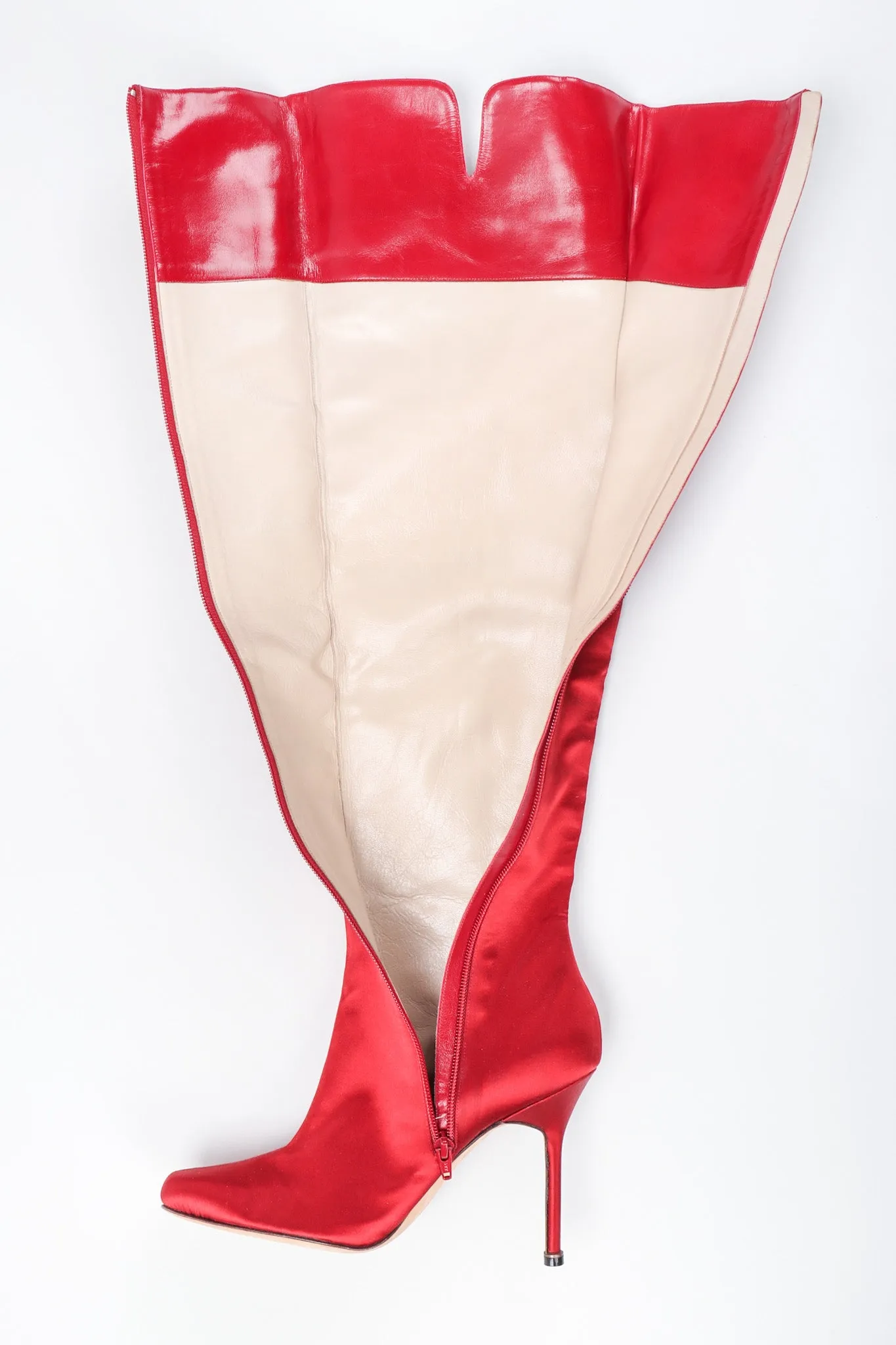 Lipstick Satin Stiletto Boots