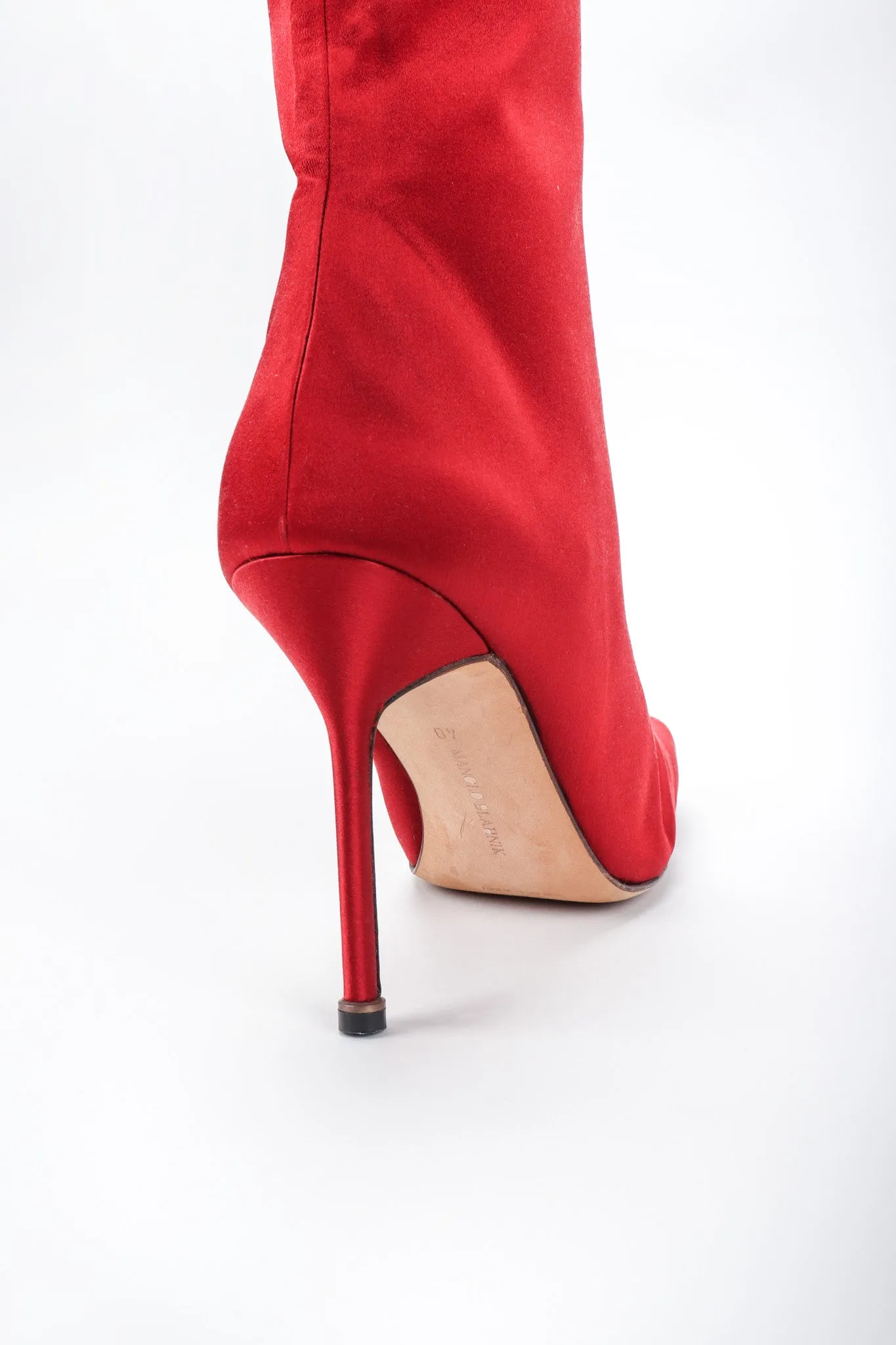 Lipstick Satin Stiletto Boots