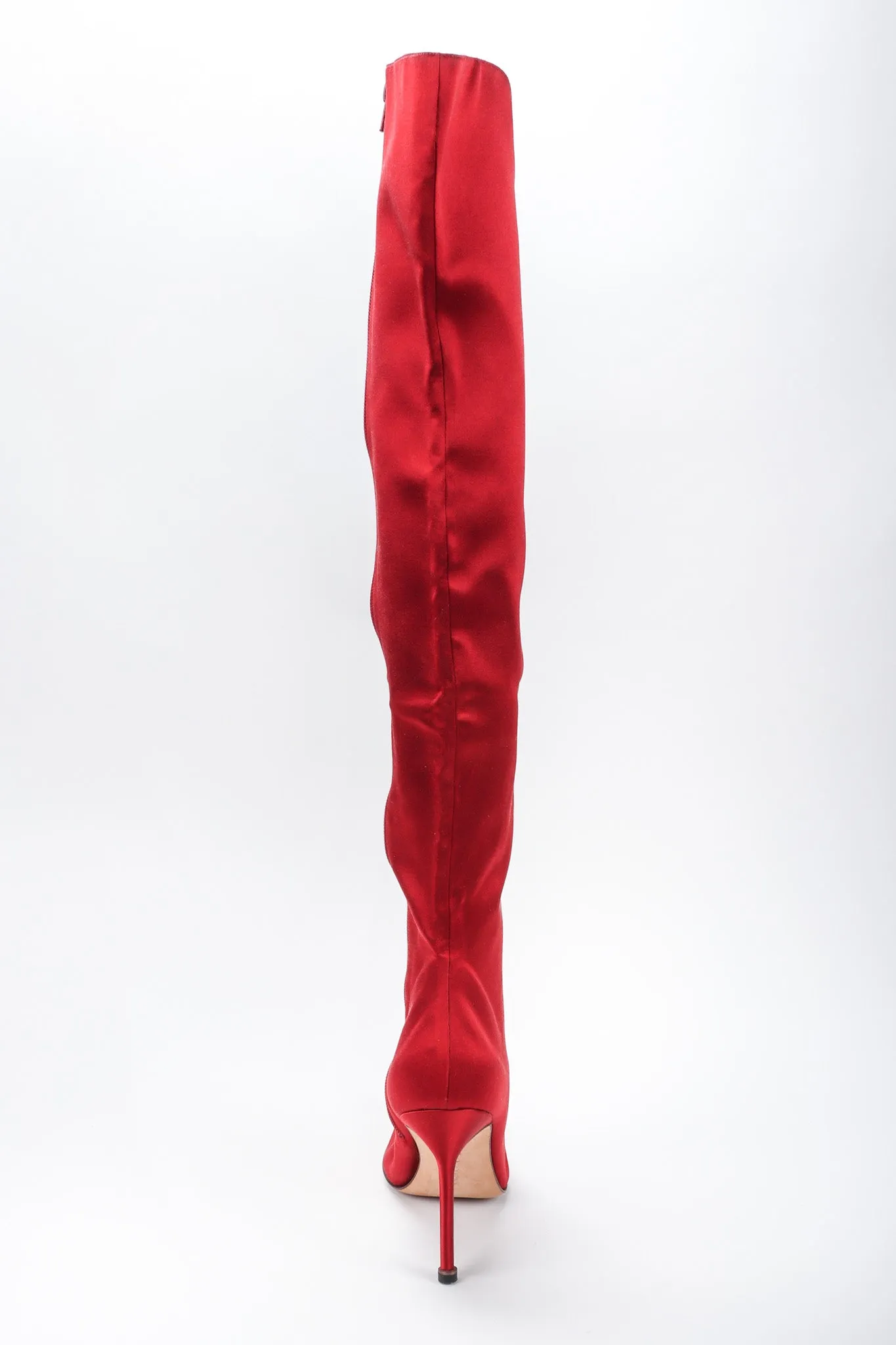 Lipstick Satin Stiletto Boots