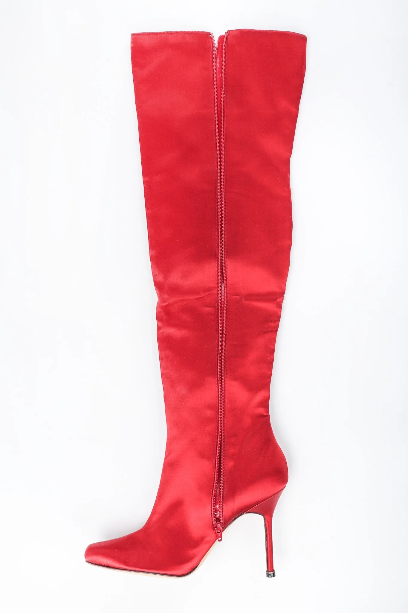 Lipstick Satin Stiletto Boots