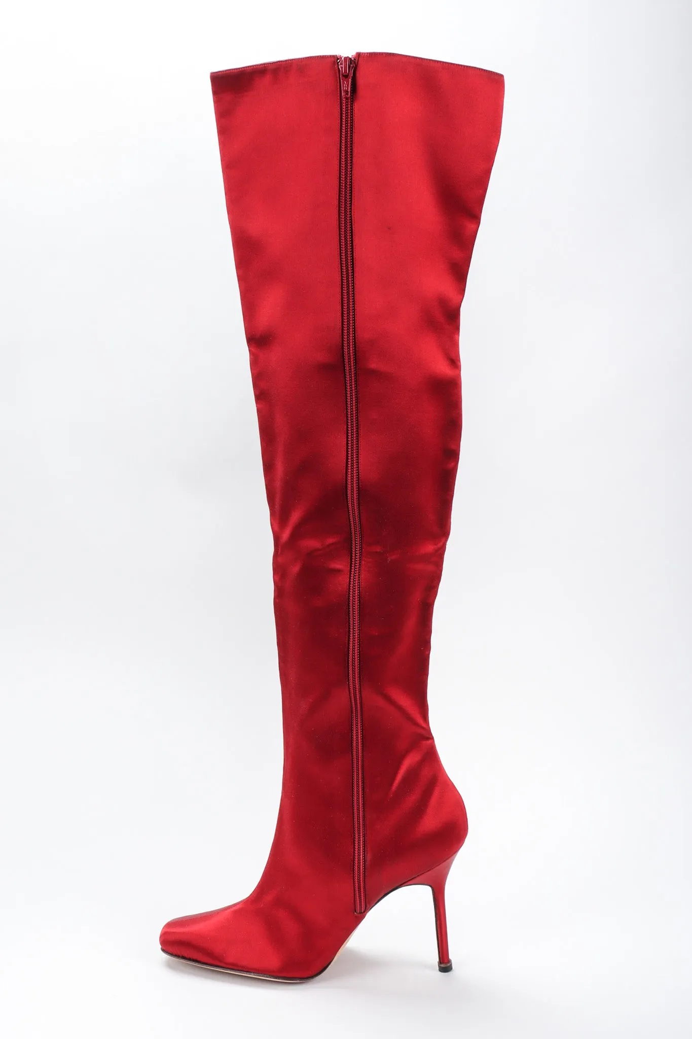 Lipstick Satin Stiletto Boots