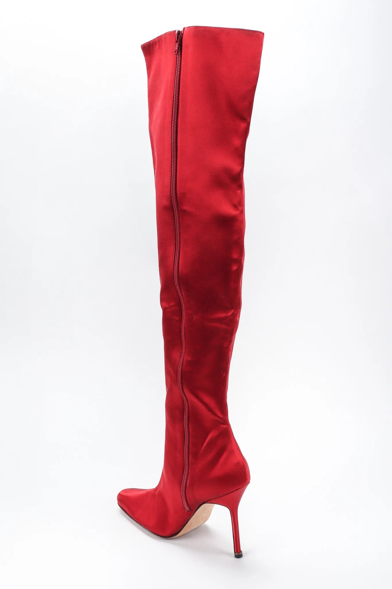 Lipstick Satin Stiletto Boots