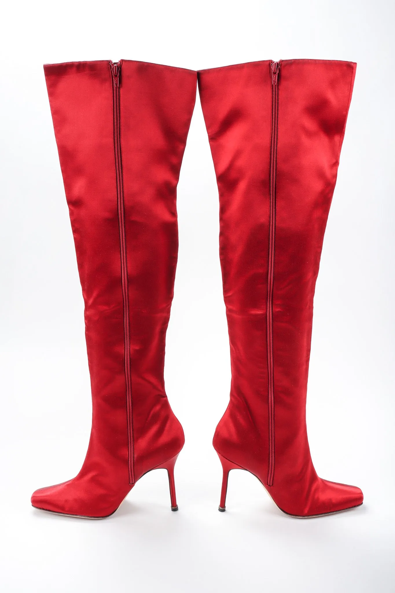 Lipstick Satin Stiletto Boots