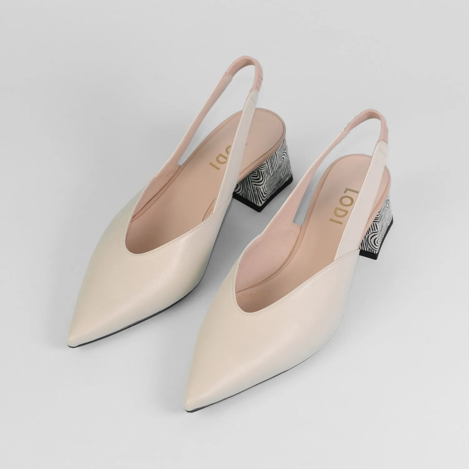Lodi - Chista Cream Slingback with a Block Heel