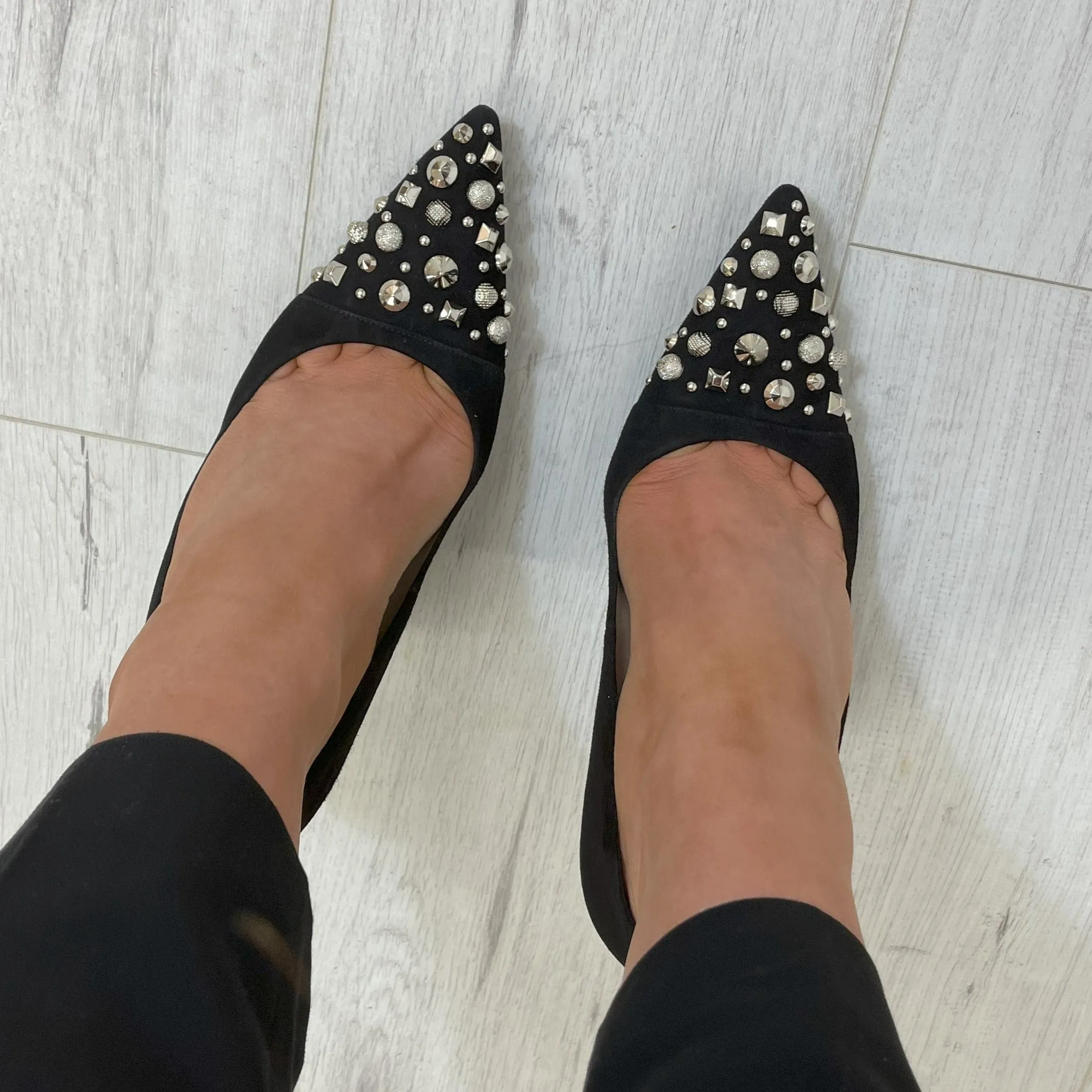 Lodi Sompo Studded Stiletto Shoes - Black