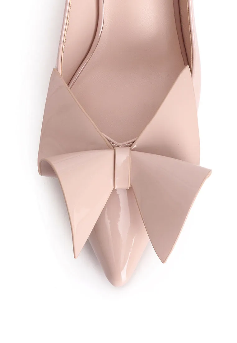 Maeve Patent Slingback Heels With Bow (Nude)