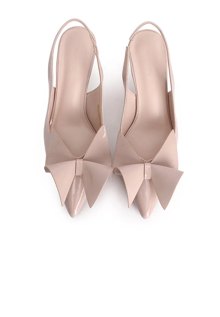 Maeve Patent Slingback Heels With Bow (Nude)