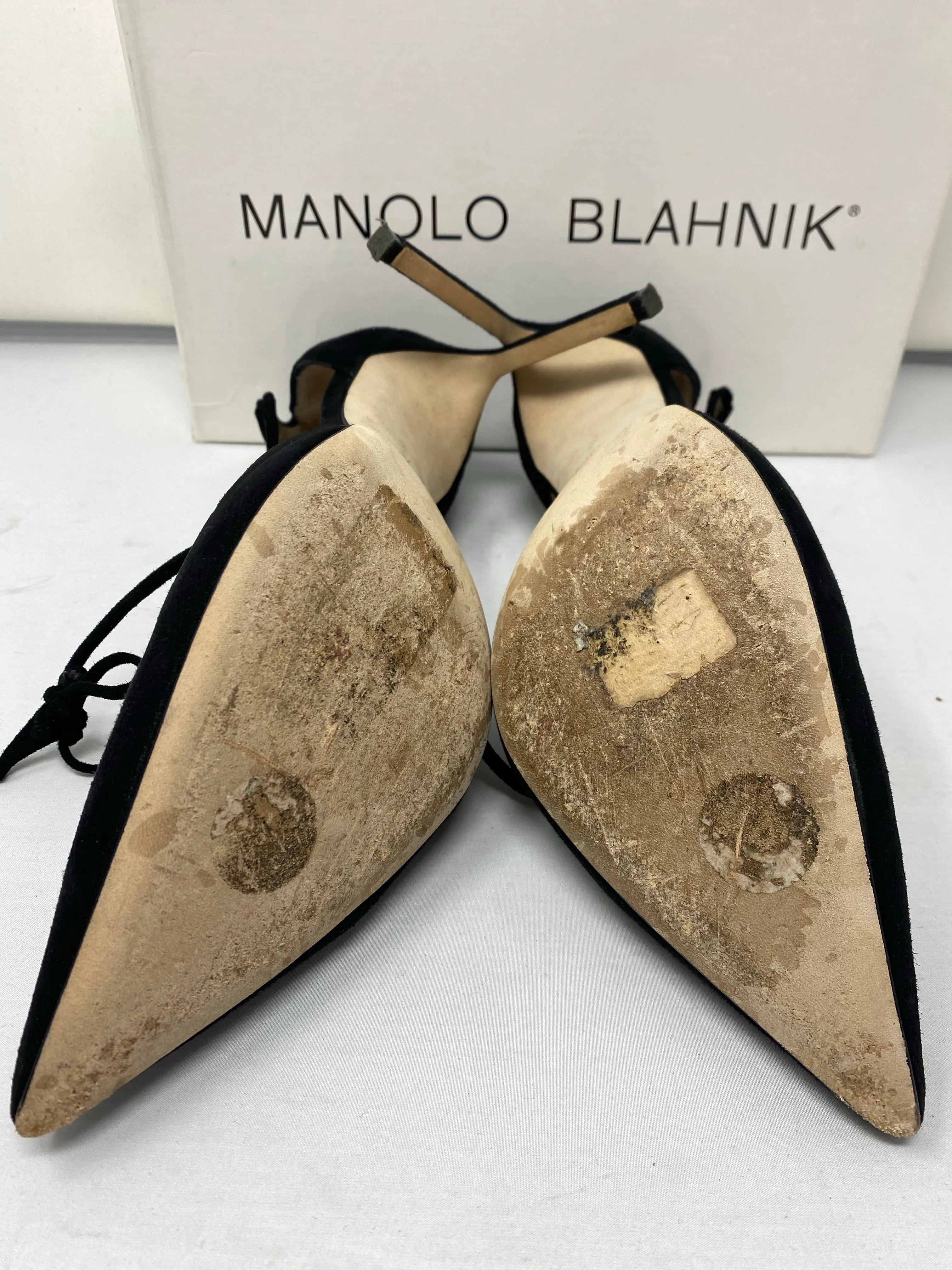 Manolo Blahnik Leyan Black Suede Heel