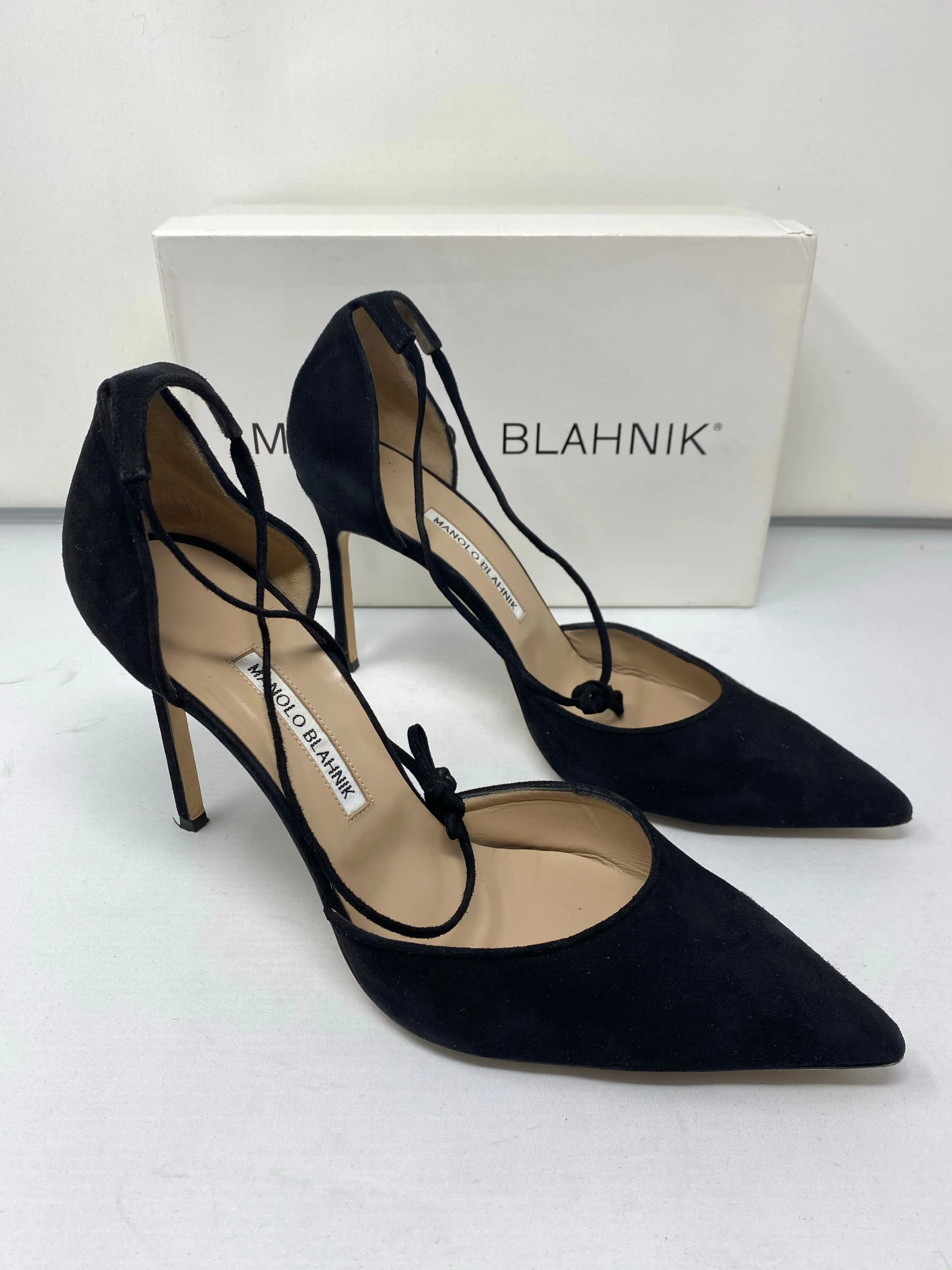 Manolo Blahnik Leyan Black Suede Heel