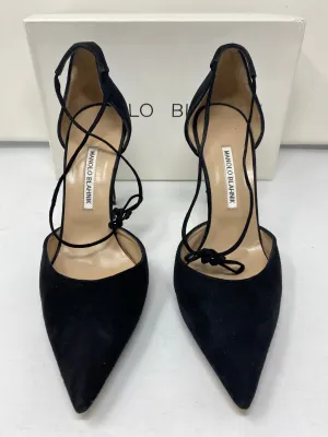 Manolo Blahnik Leyan Black Suede Heel