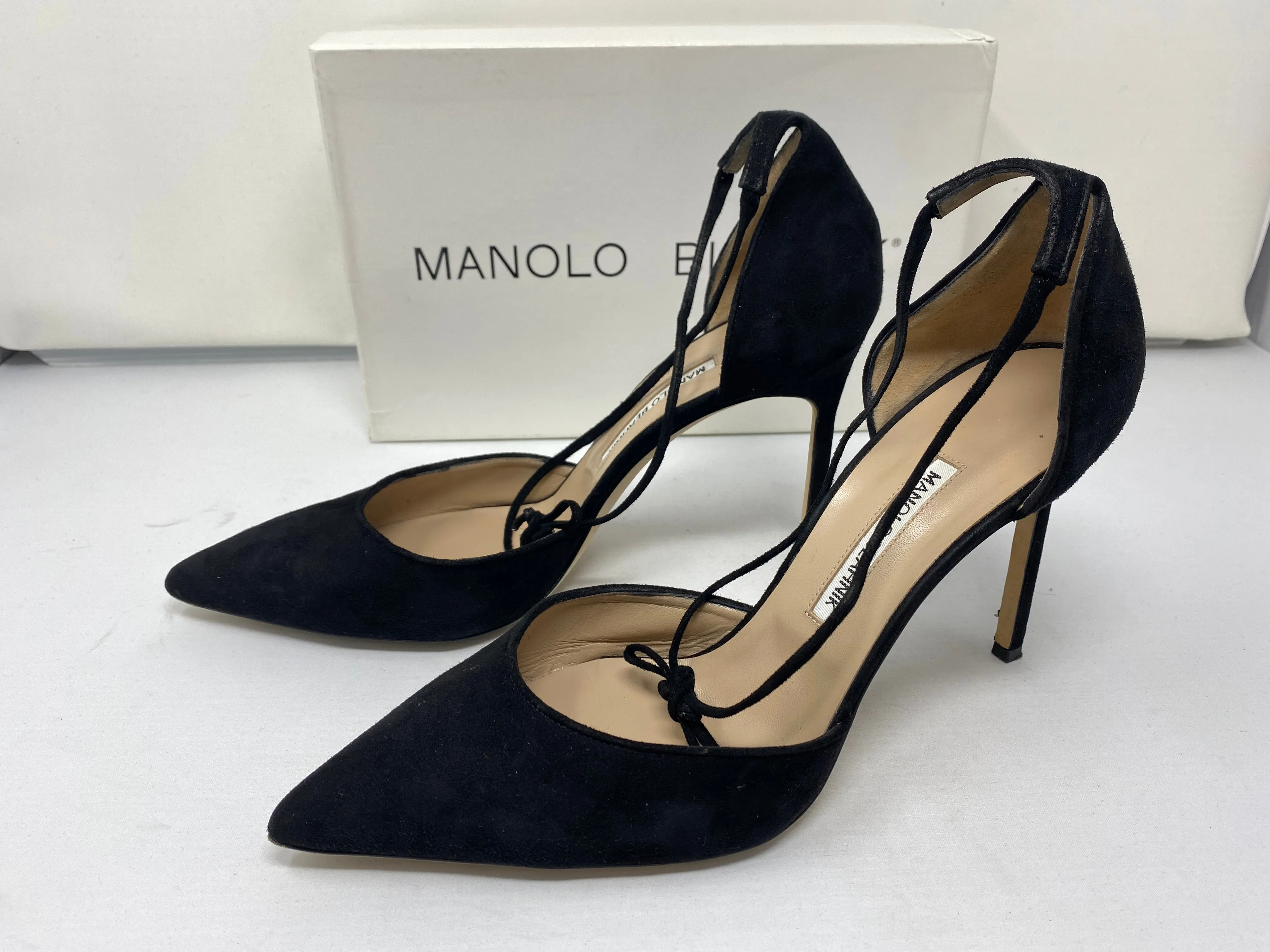 Manolo Blahnik Leyan Black Suede Heel