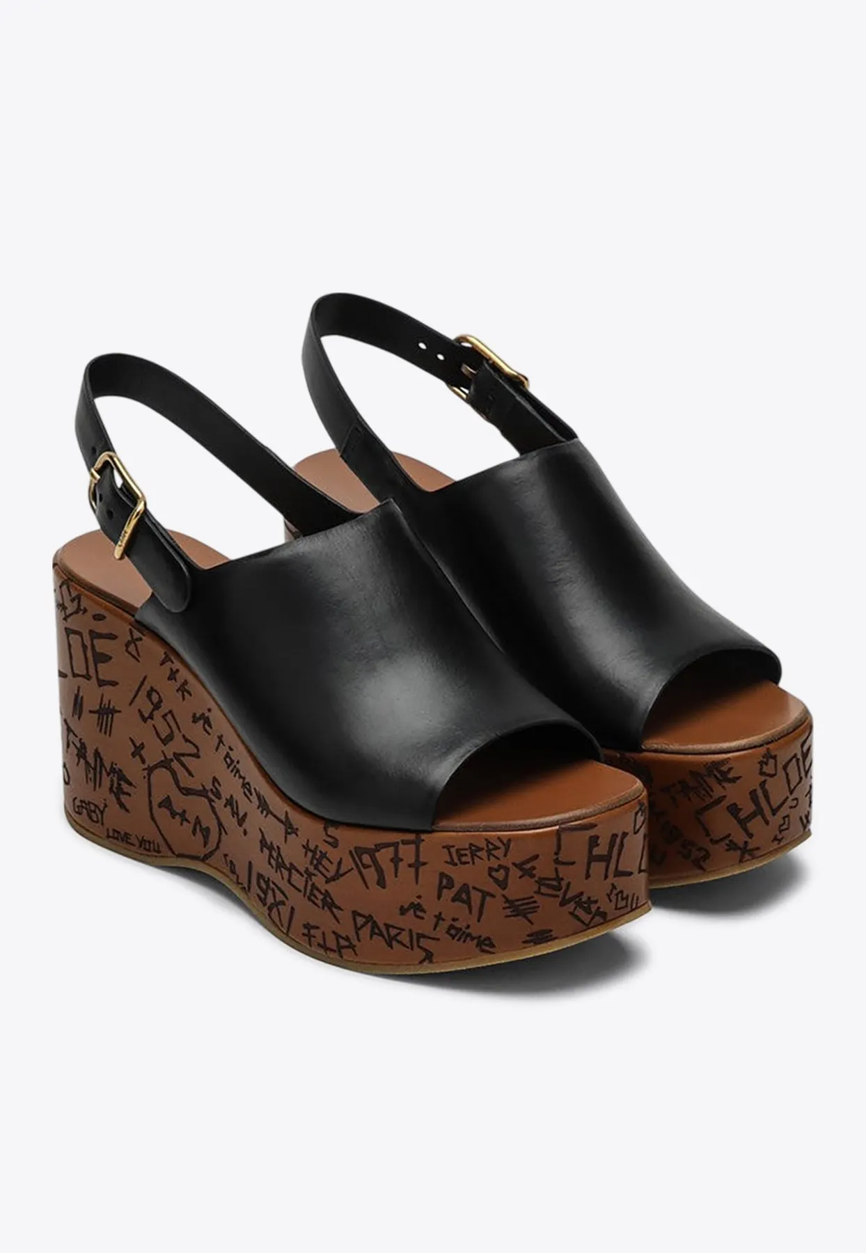 Maxime 80 Leather Slingback Wedge Sandals