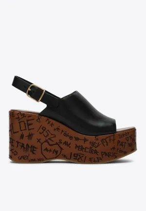 Maxime 80 Leather Slingback Wedge Sandals