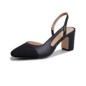 Meotina Women Slingbacks Shoes High Heels Natural Genuine Leather Thick High Heel Shoes Cow Leather Mixed Colors Pumps Ladies 40