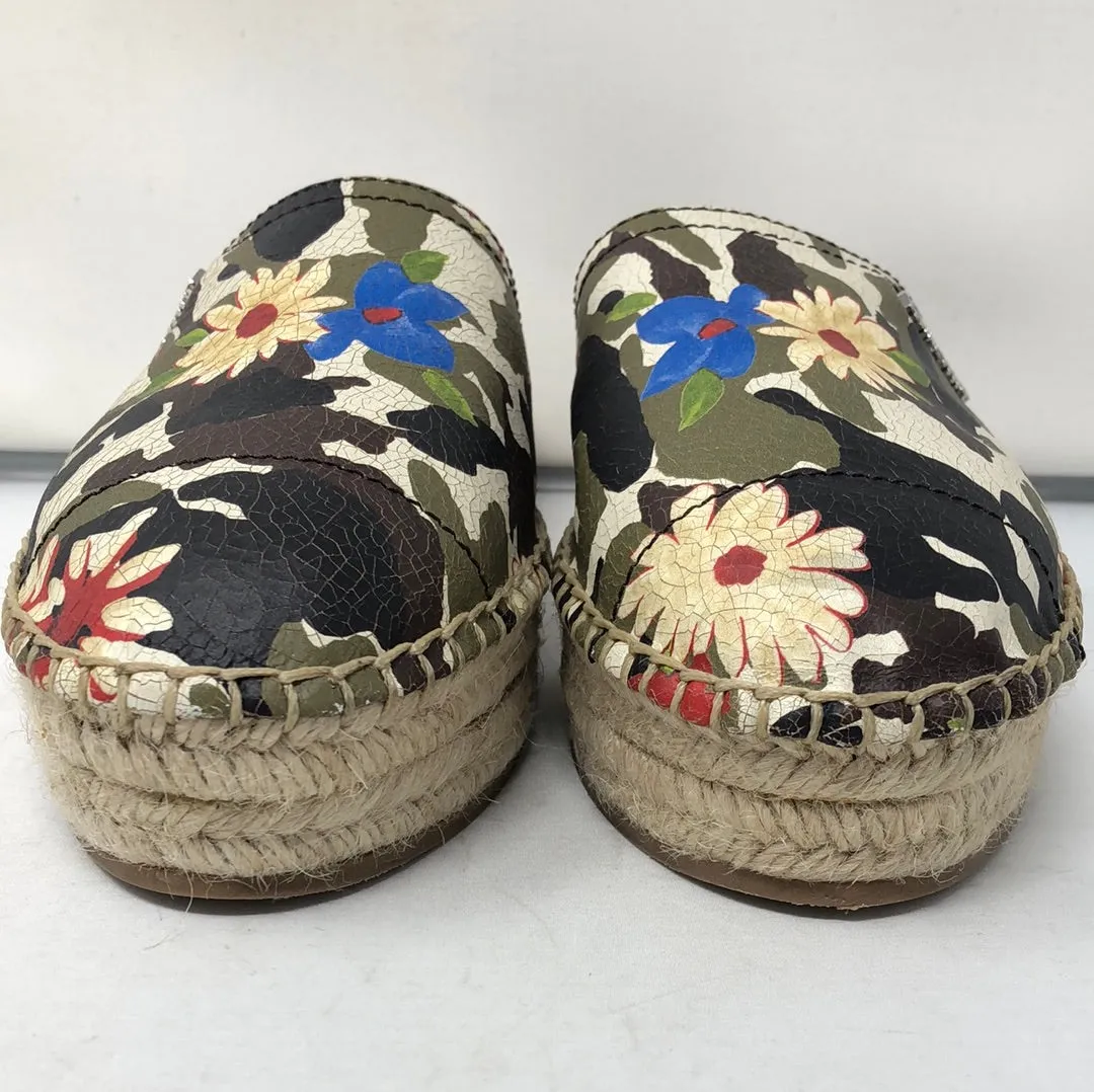 Miu Miu Floral leather backless platform Espadrille