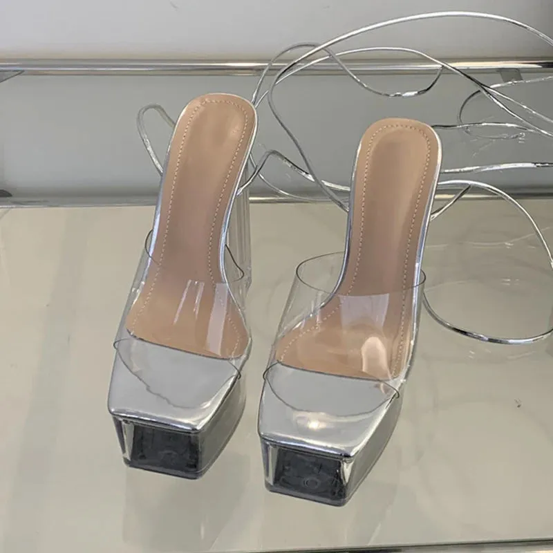 Model Catwalk Clear Chunky Platform Sandals