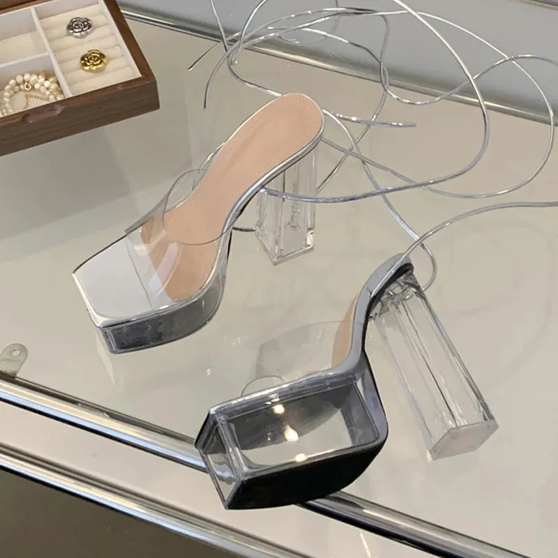 Model Catwalk Clear Chunky Platform Sandals