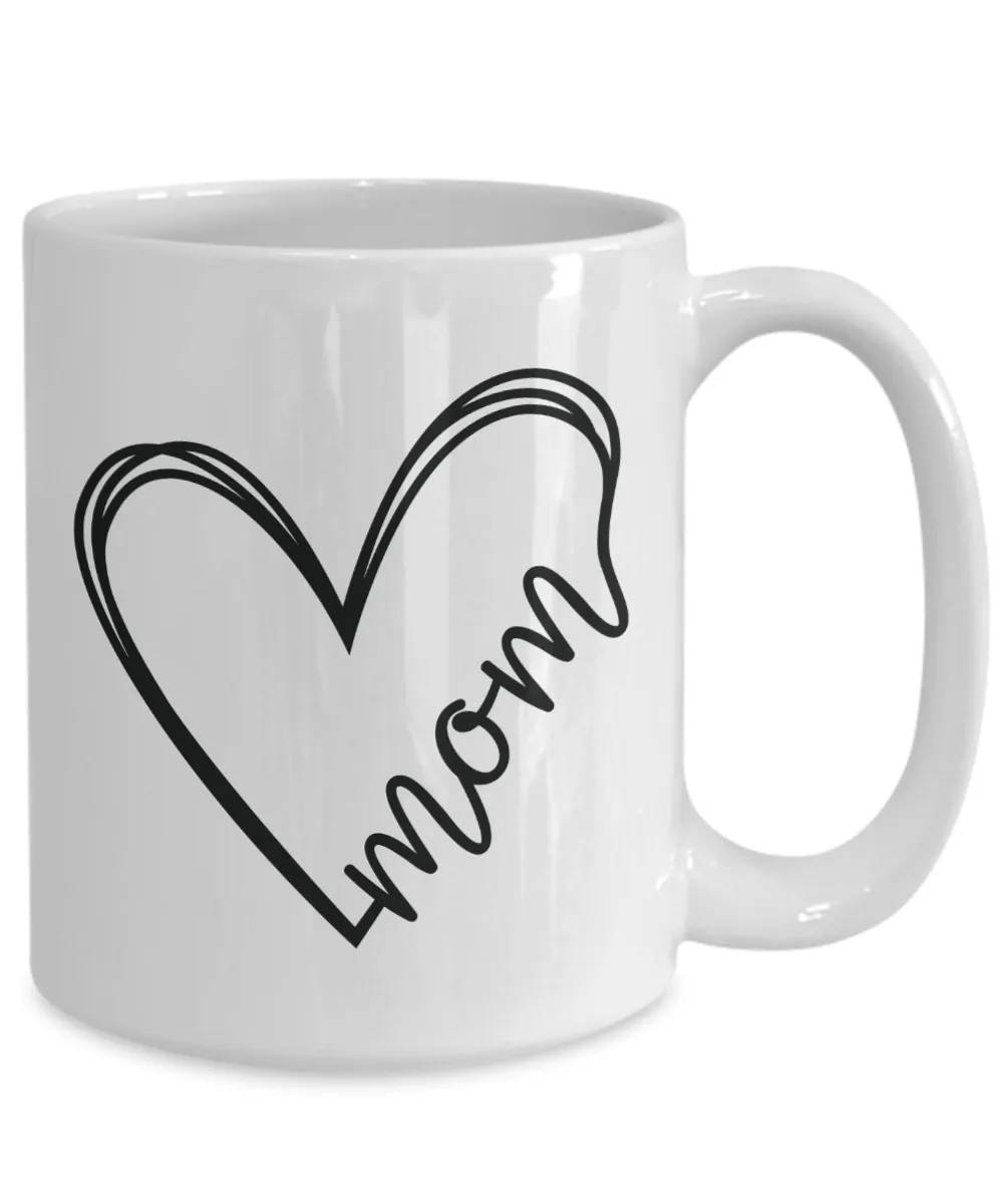Mom Heart Mug Minimalist Coffee Cup Gift for Mother's Day Mugs