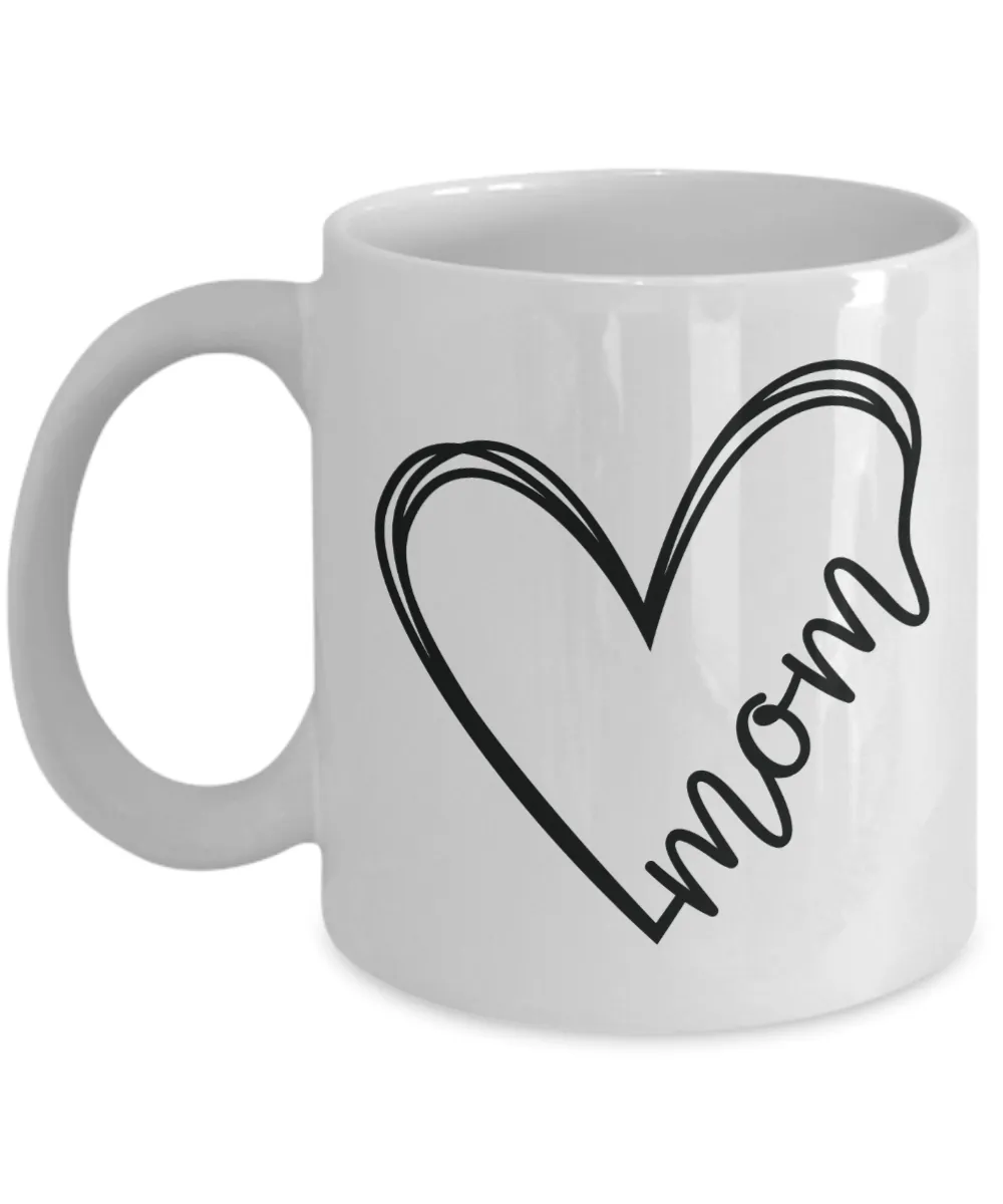 Mom Heart Mug Minimalist Coffee Cup Gift for Mother's Day Mugs