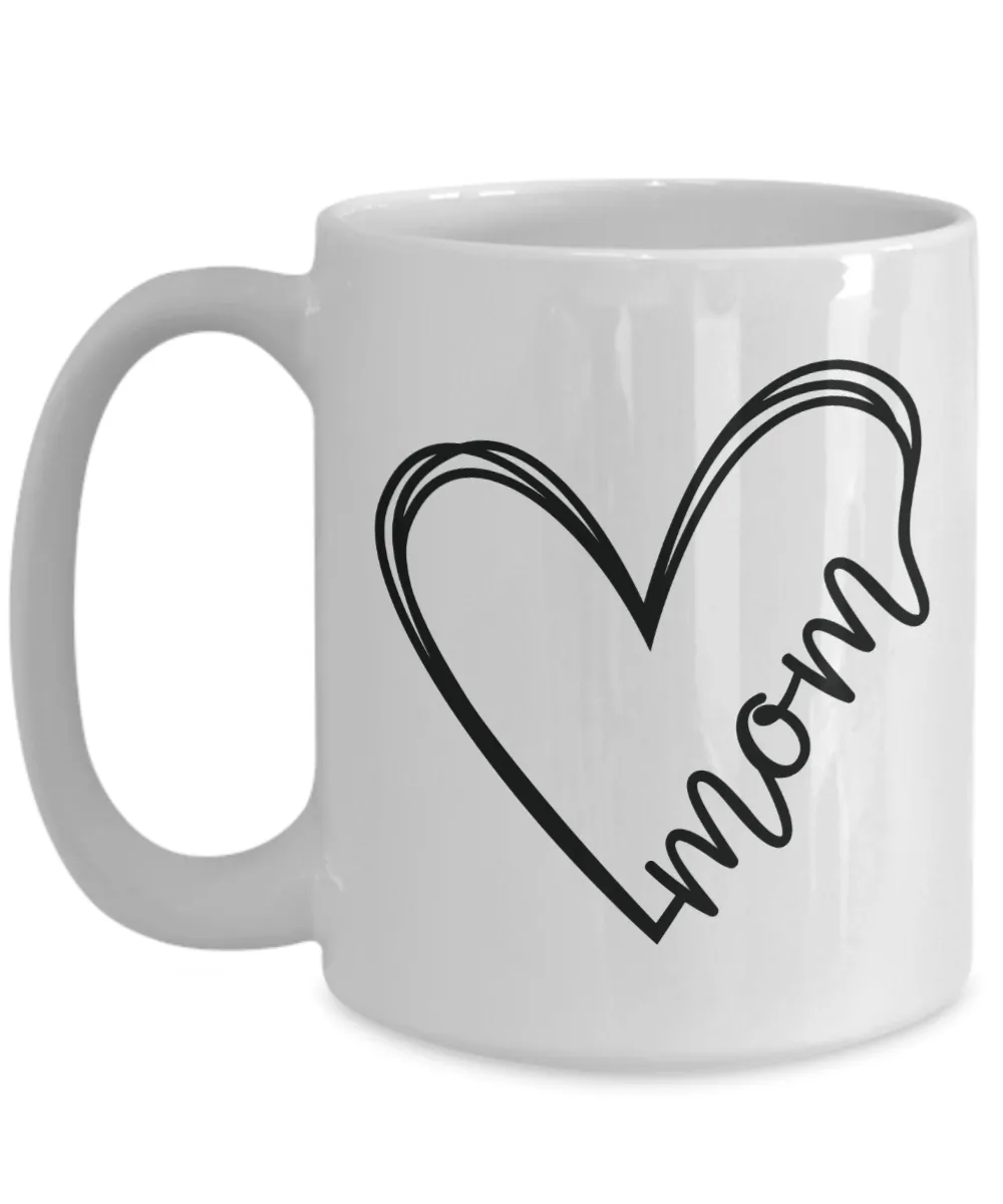 Mom Heart Mug Minimalist Coffee Cup Gift for Mother's Day Mugs