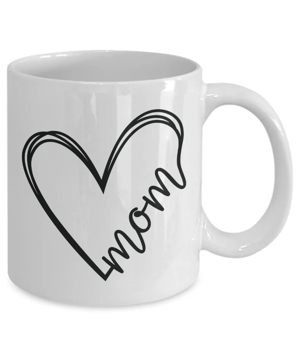 Mom Heart Mug Minimalist Coffee Cup Gift for Mother's Day Mugs
