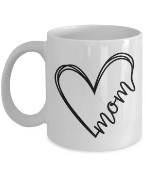Mom Heart Mug Minimalist Coffee Cup Gift for Mother's Day Mugs
