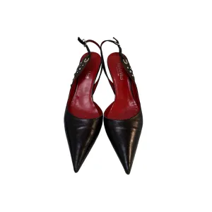 Nando Muzi Black Pointed Slingback Heels
