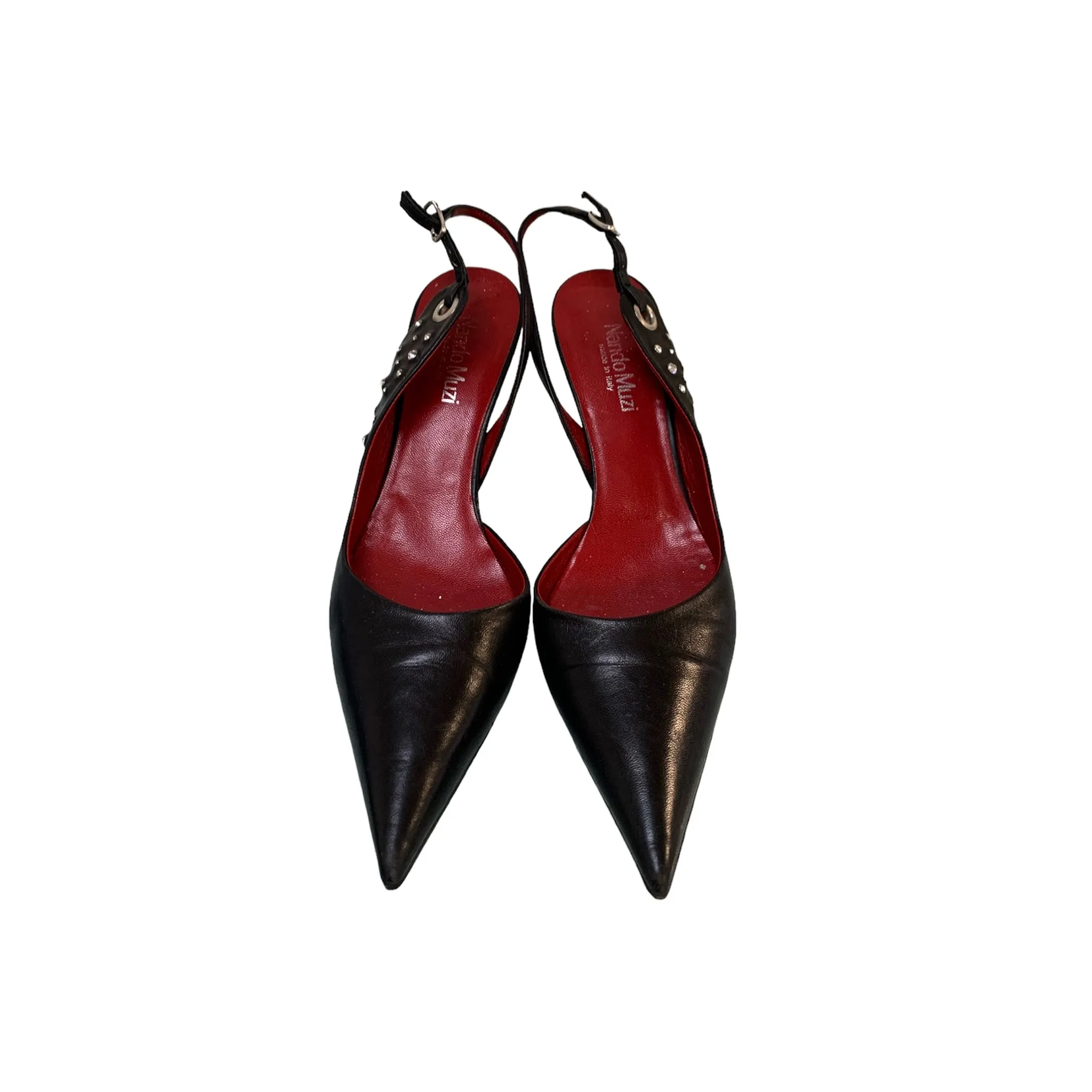 Nando Muzi Black Pointed Slingback Heels