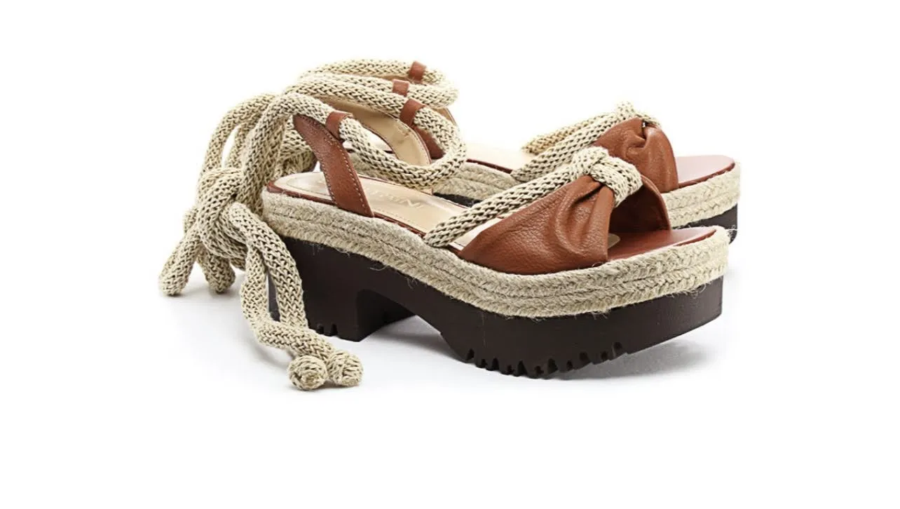 Napa Leather Tie Up Platform Wedge