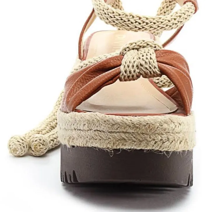 Napa Leather Tie Up Platform Wedge