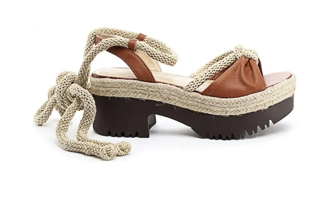 Napa Leather Tie Up Platform Wedge